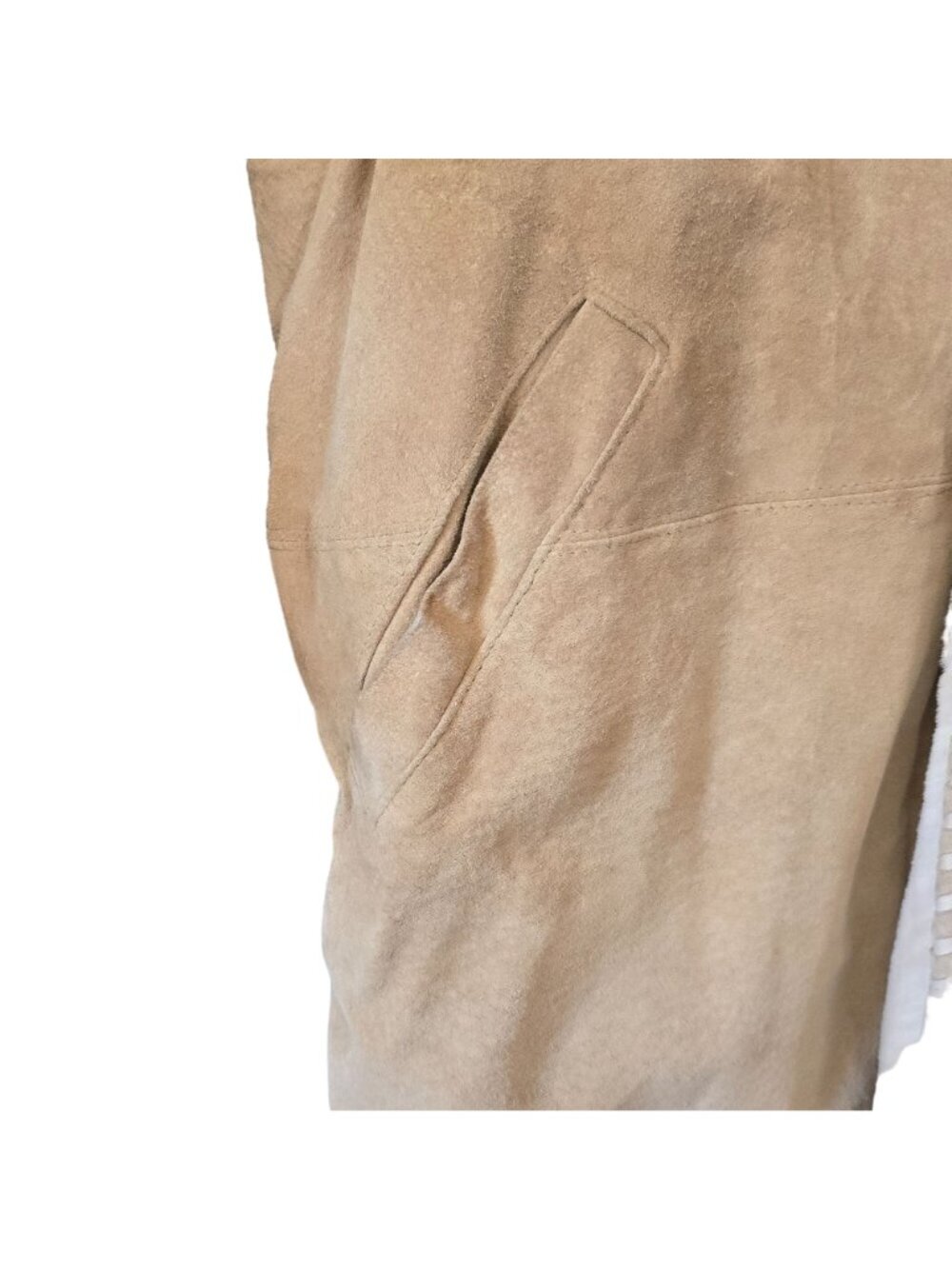 Weathervane Vintage Suede Leather Coat Med Hooded Fleece Western Cowgirl Jacket - Picture 3 of 12
